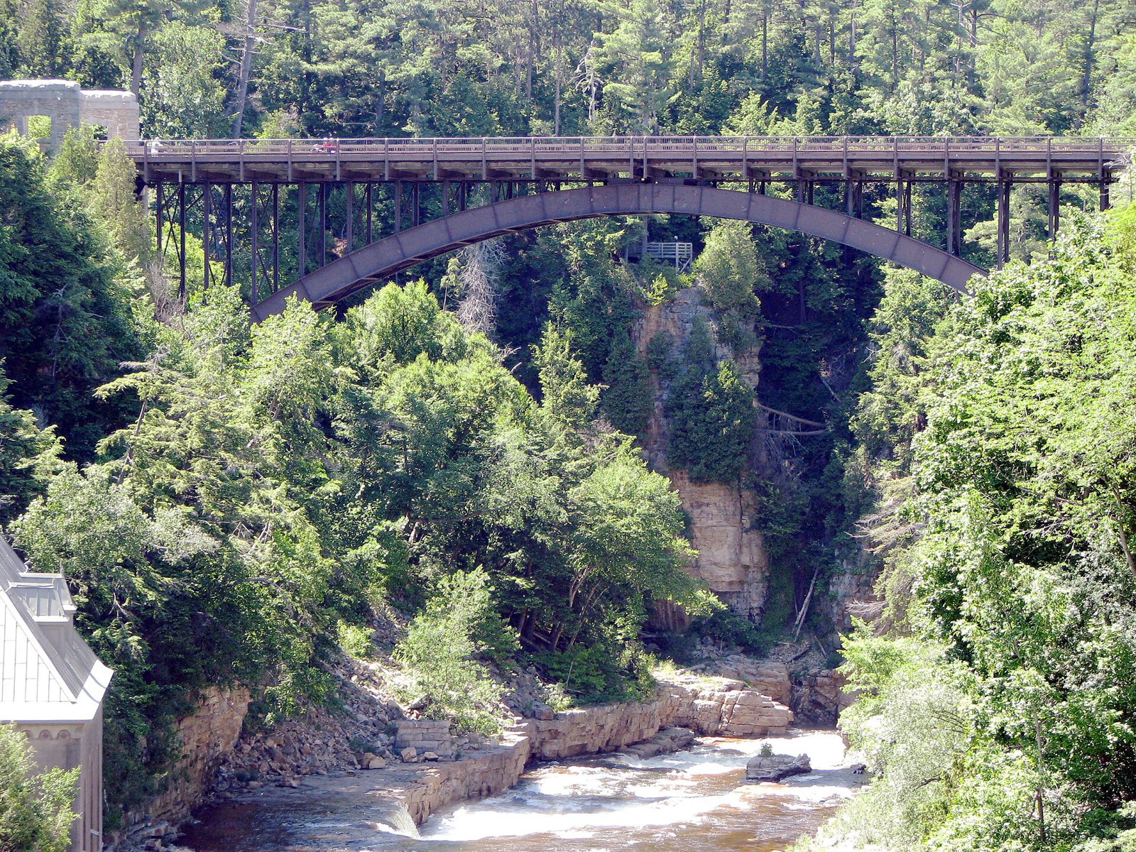 Bridge spanning the Ausable Chasm gorge