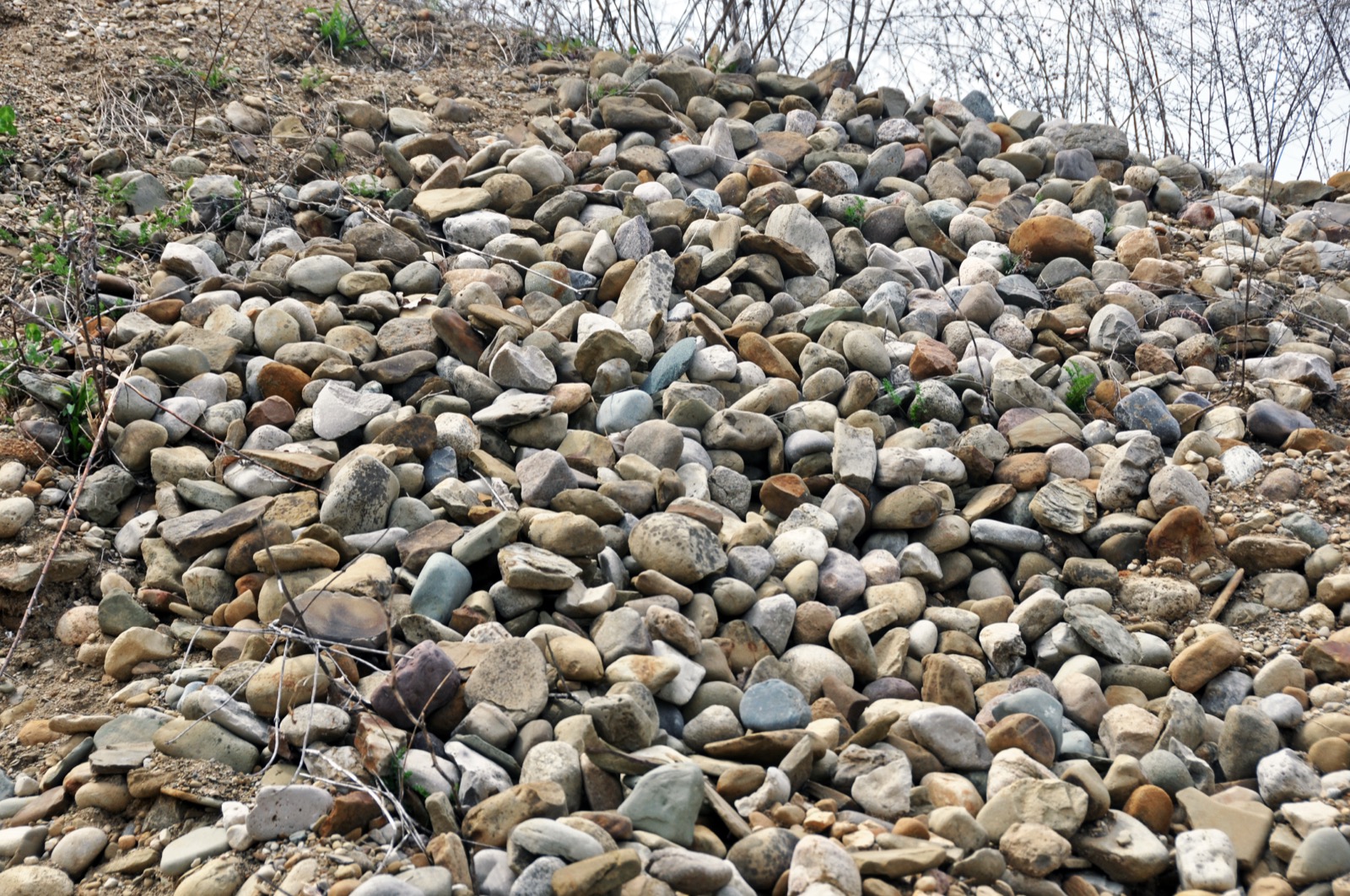 A pile of rounded sorted gravel from Pleistocene glacial outwash in an Ohio gravel pit