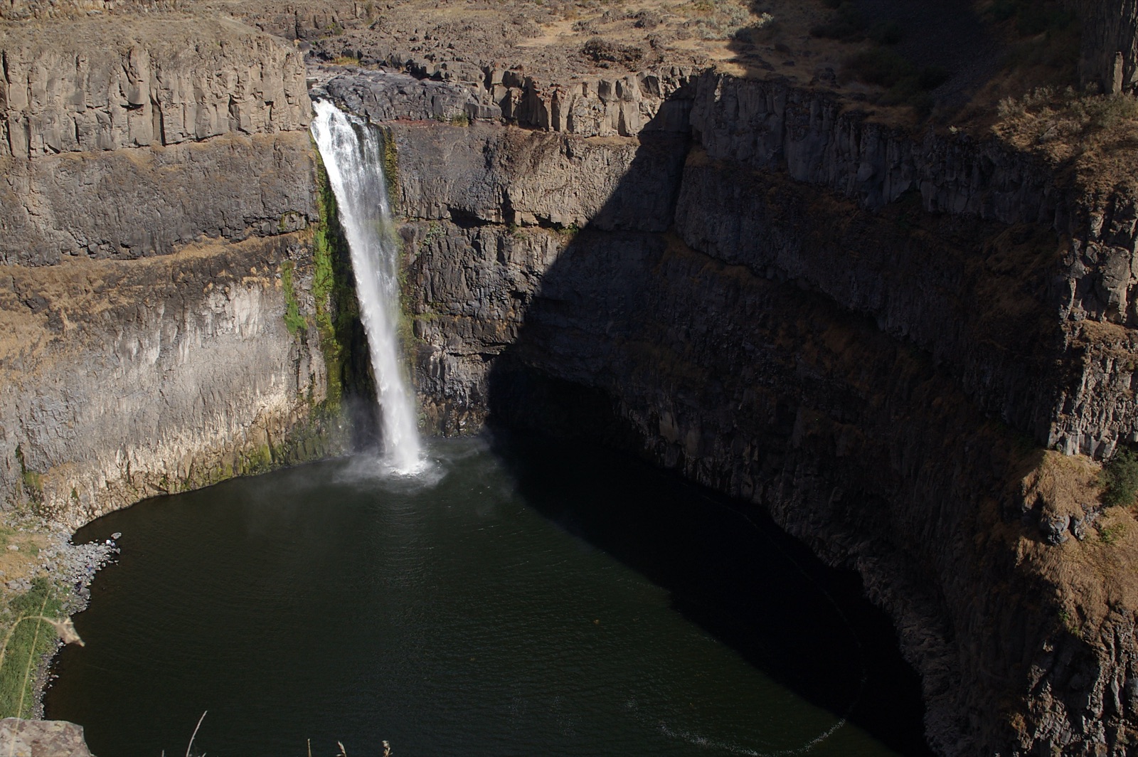 Palouse Falls reduced to a narrow ribbon in late August